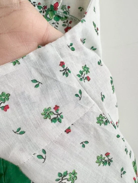 Vintage 80's JCPENNEY Green Floral Polycotton Law Fit & Flare Dress, Size 15/16 - Picture 7 of 15